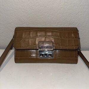 Michael Kors Made from croc-embossed leather Crossbody Bag,MSRP $249